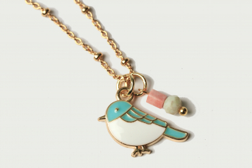 Meise Halskette Charm Vogel vergoldet mit Emaille als niedliches Geschenk für sie für Frauen und Mädchen süßer Blaumeise Anhänger mit Kette